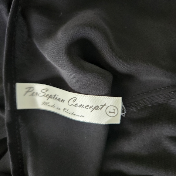 PerSeption Black Rhinestone Studded Shoulder Blouse Top π - Picture 4 of 5